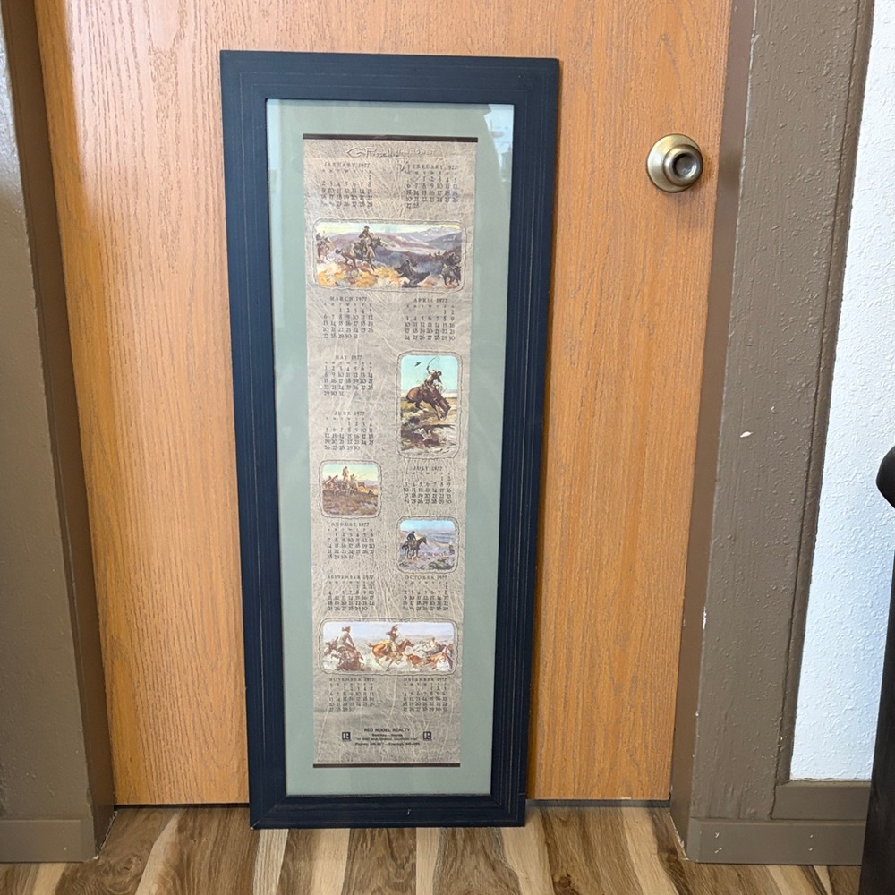 Framed Vintage Charlie Russel Calendar Art